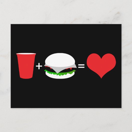 drink + hamburgers = liefde briefkaart (Voorkant)