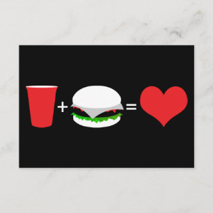 drink + hamburgers = liefde kaart