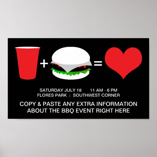 drink + hamburgers = liefde poster (Voorkant)