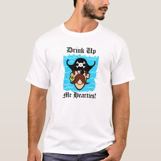 Drink Happy Pirate Cartoon T-shirt (Voorkant)