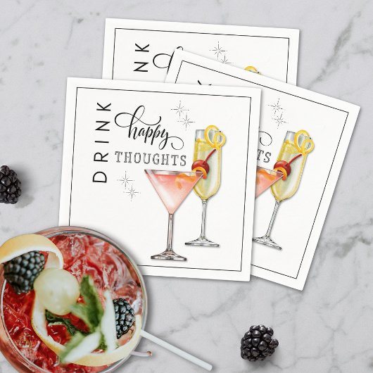 Drink Happy Thoughts Cocktail Napkins Servet