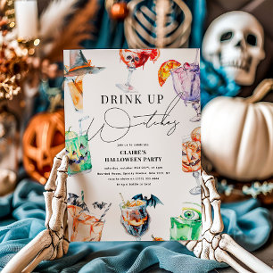 Drink Heksen op Feestelijke Volwassen Halloween Fe Kaart