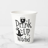 Drink heksen op grappige hallloween meisjes papieren bekers (Voorkant)