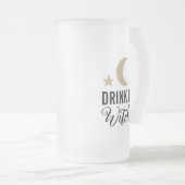 Drink heksen op grappige leuke maan en sterrenontw matglas bierpul (Voorkant rechts)