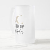 Drink heksen op grappige leuke maan en sterrenontw matglas bierpul (Voorkant links)