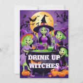 Drink heksen op! Leuke Halloween Girls Night Kaart (Voorkant)