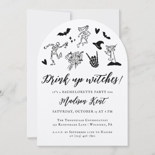 Drink heksen op! Spooky Whimsical Bachelorette Kaart (Voorkant)