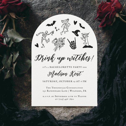 Drink heksen op! Spooky Whimsical Bachelorette Kaart