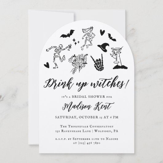 Drink heksen op! Spooky Whimsical Vrijgezellenfees Kaart (Voorkant)