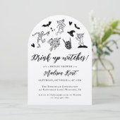 Drink heksen op! Spooky Whimsical Vrijgezellenfees Kaart (Staand voorkant)