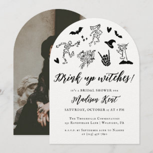 Drink heksen op! Whimsical Vrijgezellenfeest Foto Kaart