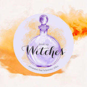 Drink Heksen Paarse Waterverf Toverdrank Op Ronde Sticker