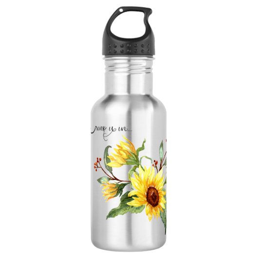 Drink het in Zonnebloem II Waterfles (Voorkant)