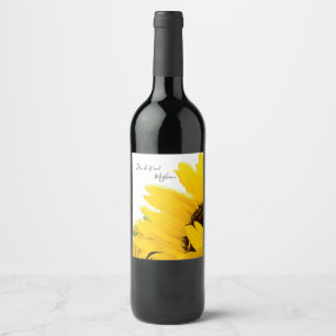Drink het in zonnebloem wijn etiket