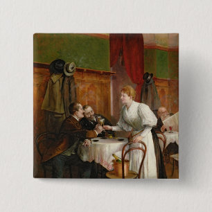 Drink hun gezondheid vierkante button 5,1 cm