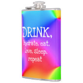 DRINK, hydraat, eet, verliefde, slaap, herhaal kol Heupfles (Links)