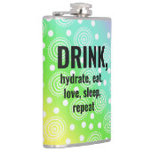 DRINK, Hydrate, Eet, Liefde, Slaap, Herhaal Fles Heupfles (Rechts)