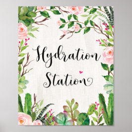 Drink Hydration Station Floral Fiesta Shower Poster