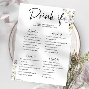 Drink If Bachelorette Game Wildflower Kaart