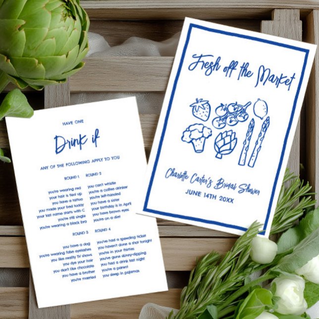 Drink If Blue Blue & White Bruiloftsspel (Drink If Blue Blue & White Bridal Shower Game)