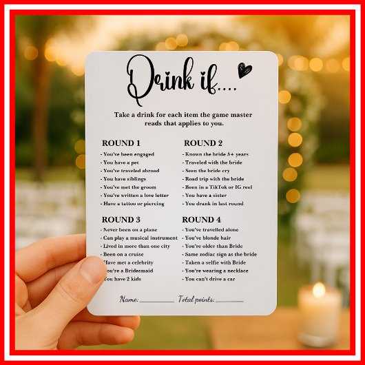 Drink If Bruiloftsspel Modern Eerlijk Kaart