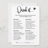 Drink If Bruiloftsspel Modern Eerlijk Kaart (Voorkant)