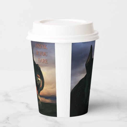 Drink If You Dare. Big, black dog Papieren Bekers (Links)
