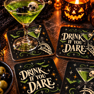 Drink If You Dare Halloween Cocktail Kartonnen Onderzetters