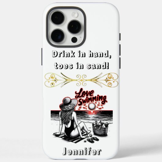 Drink in de hand, tenen in het zand! Case-Mate iPhone case (Achterkant)
