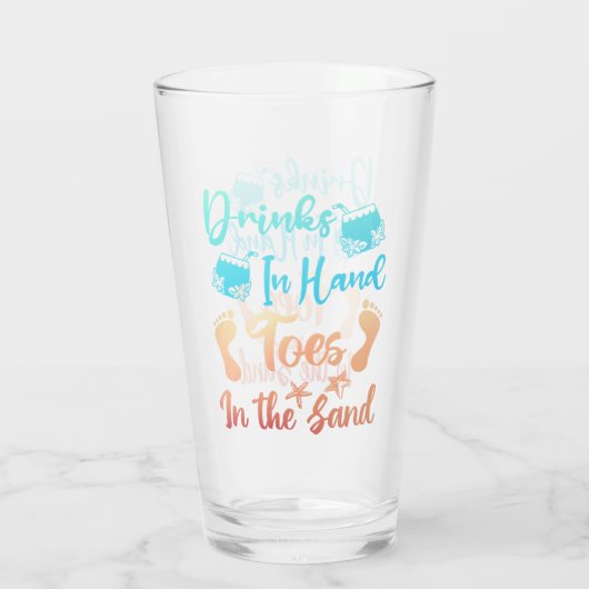 Drink in handspeelgoed in het zand - strand Gezegd Glas (Achterkant)