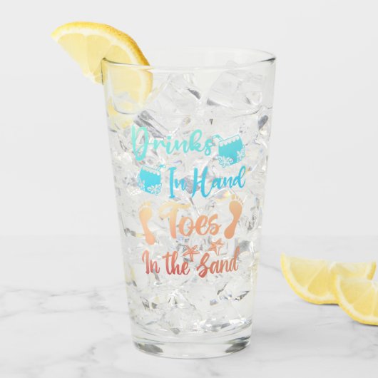 Drink in handspeelgoed in het zand - strand Gezegd Glas (Voorkant ijs)