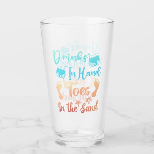 Drink in handspeelgoed in het zand - strand Gezegd Glas (Voorkant)
