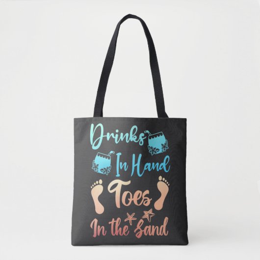 Drink in handspeelgoed in het zand - strand Gezegd Tote Bag (Voorkant)