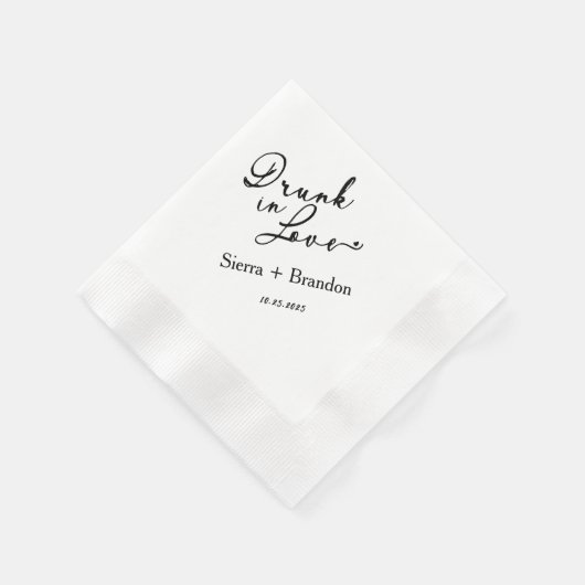 Drink in Liefde B&W Monogram Trouwservetten Servet (Hoek)