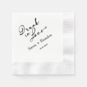 Drink in Liefde B&W Monogram Trouwservetten Servet (Voorkant)