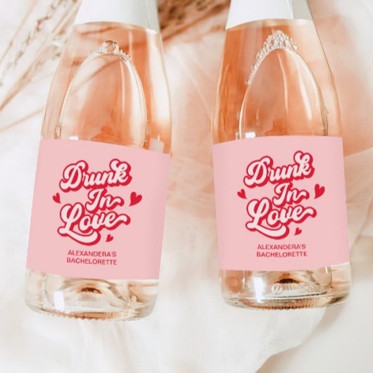 Drink in liefde Bachelorette Champagne Sparkling Wijnetiket