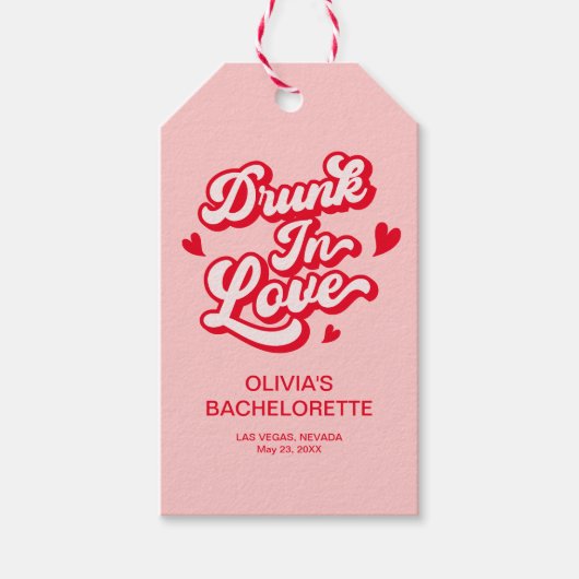 Drink in liefde Bachelorette gunst Cadeaulabel (Voorkant)