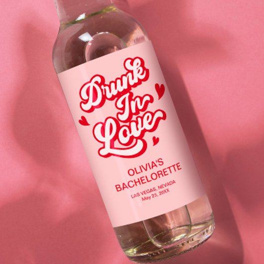 Drink in liefde Bachelorette Mini Champagne Wijn Etiket