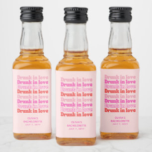 Drink in Liefde Bachelorette Party Favor Pink Mini Likeurfles Etiket