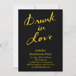 Drink in Liefde Bachelorette Party Invitation Gold Kaart
