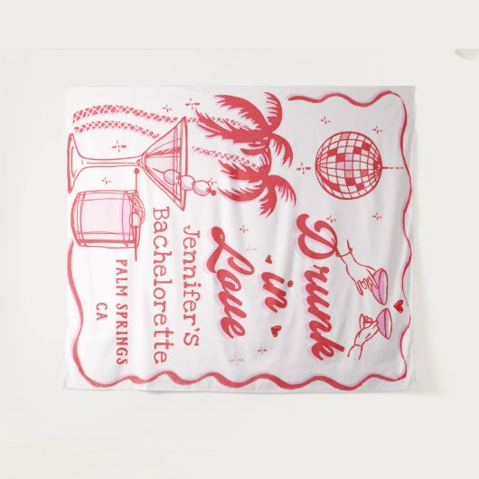 Drink in Liefde Bachelorette Party Wandkleed (Voorkant (horizontaal))