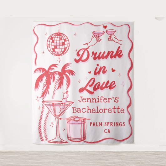 Drink in Liefde Bachelorette Party Wandkleed (Voorkant)