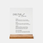 Drink in liefde bruiloft bar menu acryl teken bord (Voorkant)
