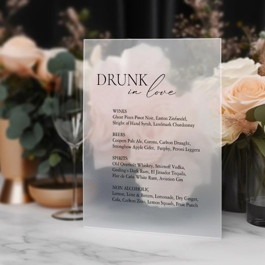 Drink in Liefde Bruiloft Bar Menu Spiegel Decal Si