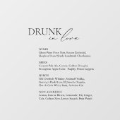 Drink in Liefde Bruiloft Bar Menu Spiegel Decal Si (Vel)