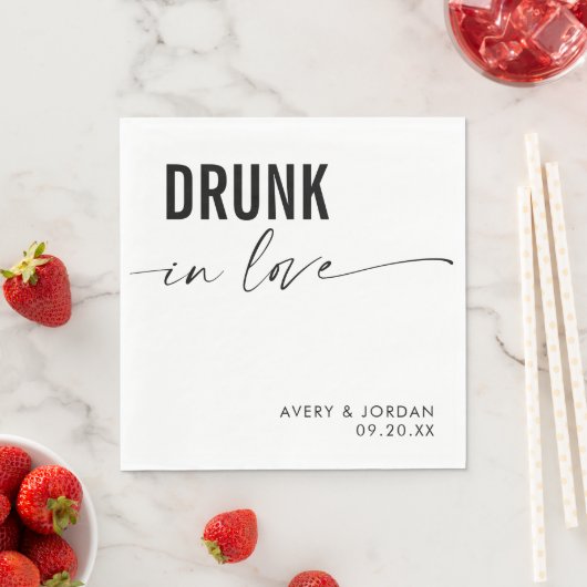 Drink in liefde bruiloft servetten, modern minimal servet (Insitu)