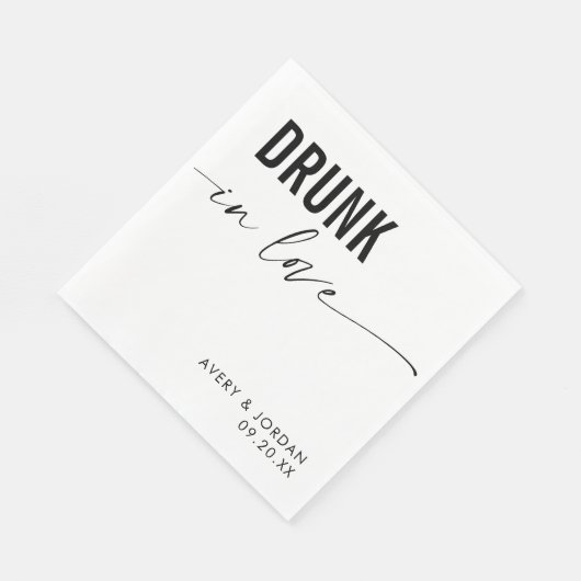Drink in liefde bruiloft servetten, modern minimal servet (Hoek)