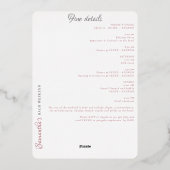 Drink in liefde champagne toren roze bachelorette folie uitnodiging (Achterkant)