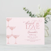 Drink in liefde champagne toren roze bachelorette kaart (Staand voorkant)