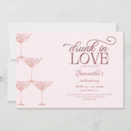 Drink in liefde champagne toren roze bachelorette kaart
